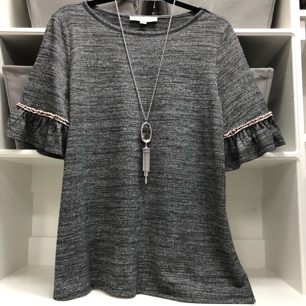 LOFT Grey Short Sleeve Top